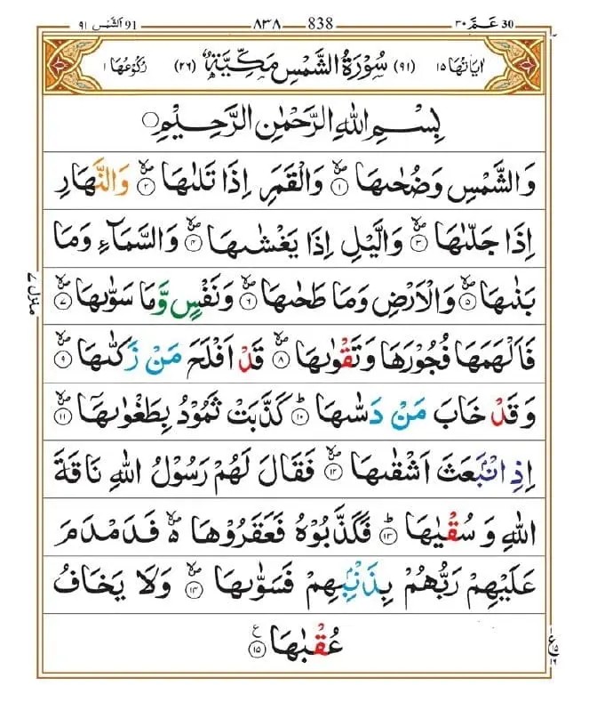 Surah Ash Shams Arabic