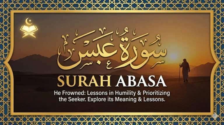 Surah Abasa full Arabic text with English translation and transliteration