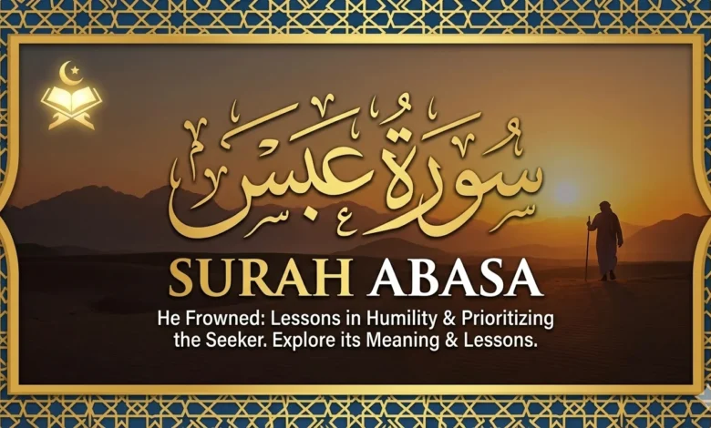 Surah Abasa full Arabic text with English translation and transliteration