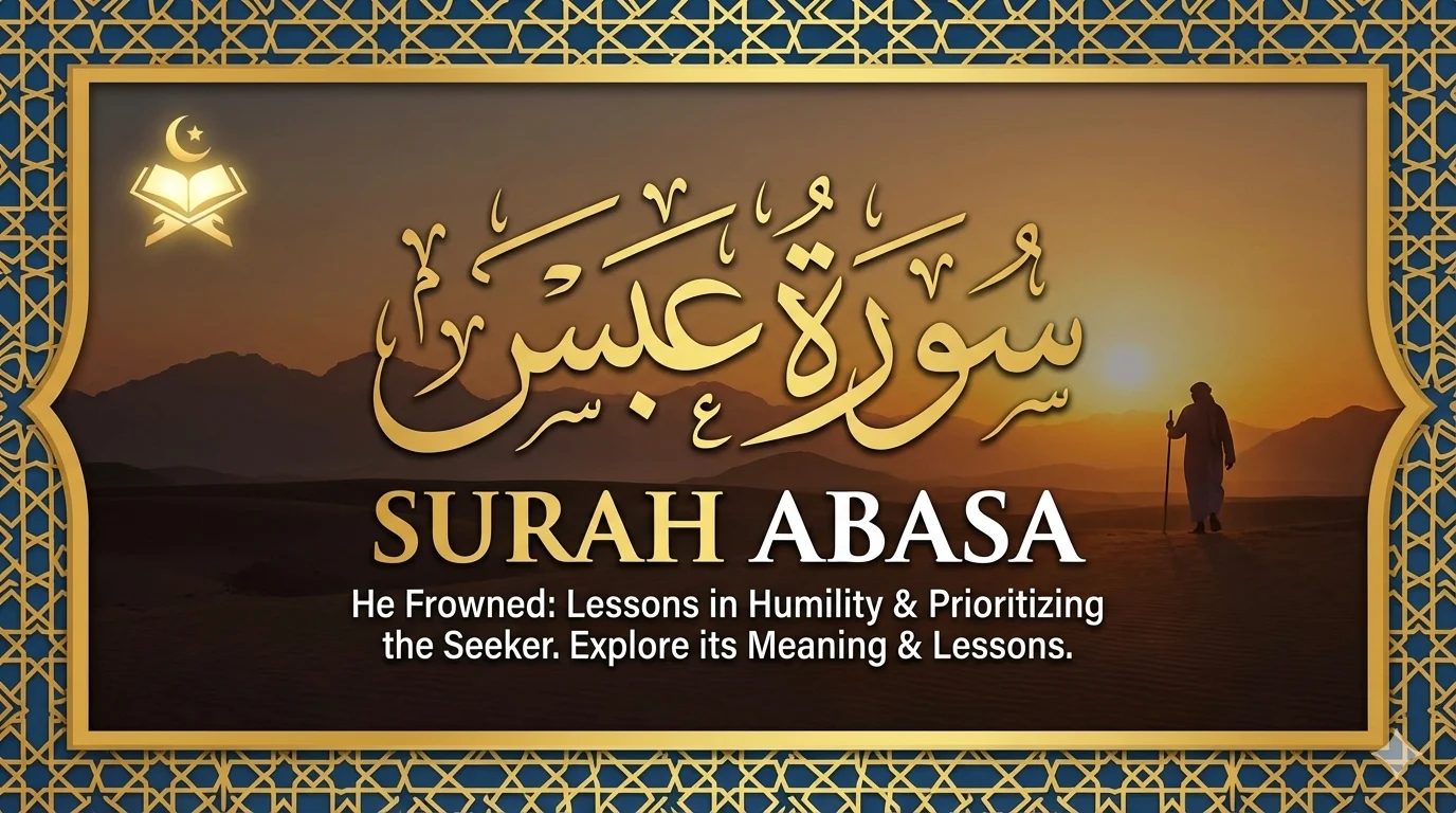 Surah Abasa full Arabic text with English translation and transliteration