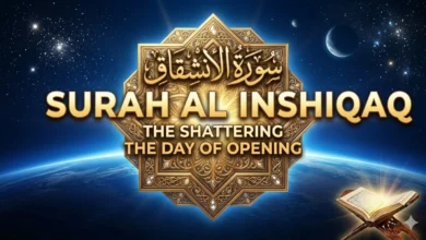 Surah Al-Inshiqaq Arabic text with English translation and transliteration