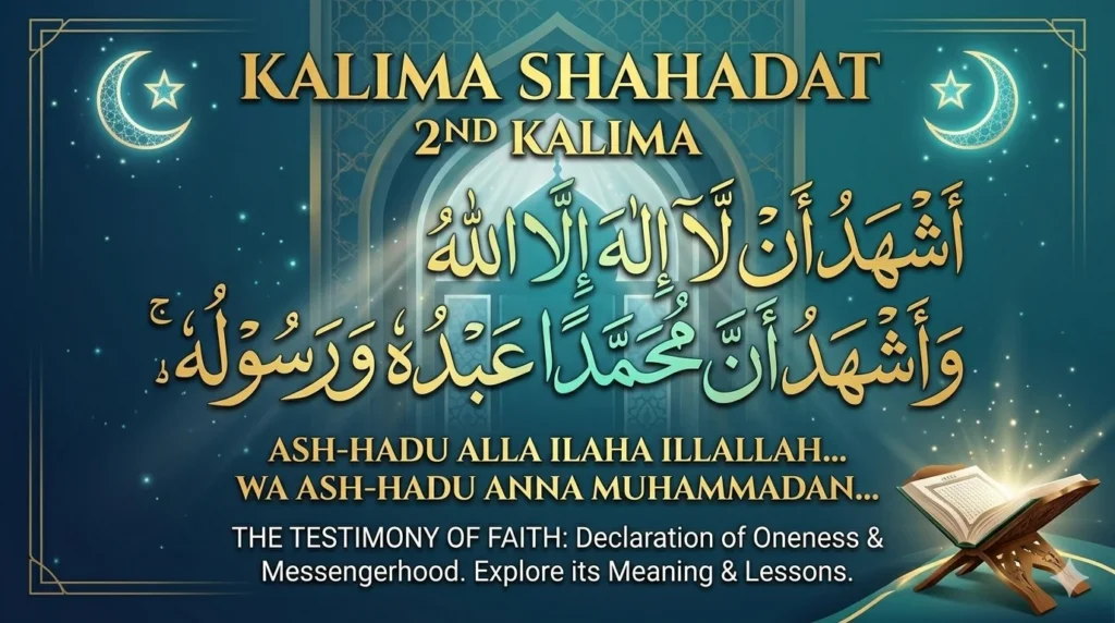 2nd Kalima Shahadat in Arabic with English translation and transliteration