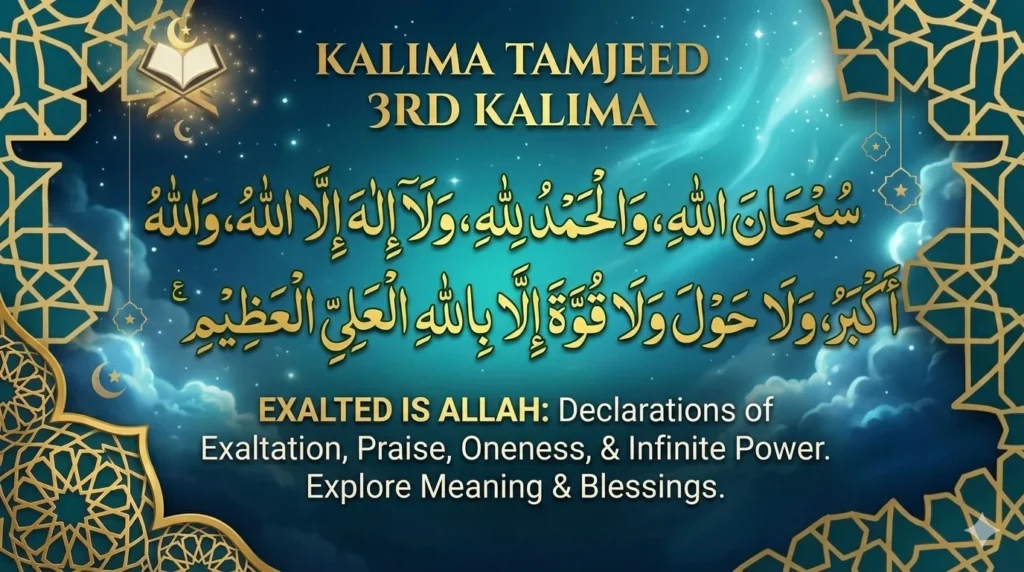 Third Kalima Tamjeed in Arabic with English translation and transliteration