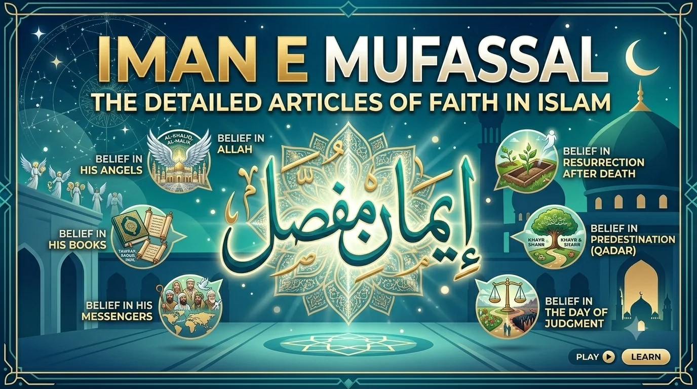 Iman-e-Mufassal in Arabic with English translation and transliteration
