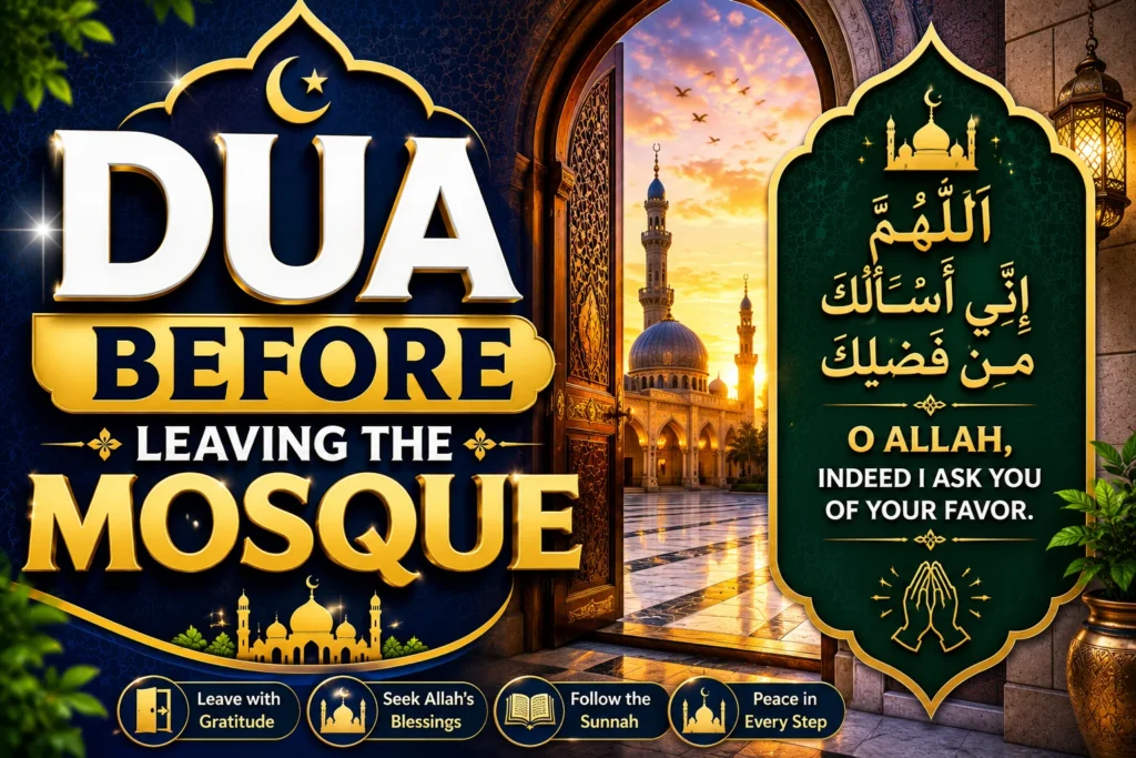 Dua Before Leaving the Mosque in Arabic with English translation and transliteration