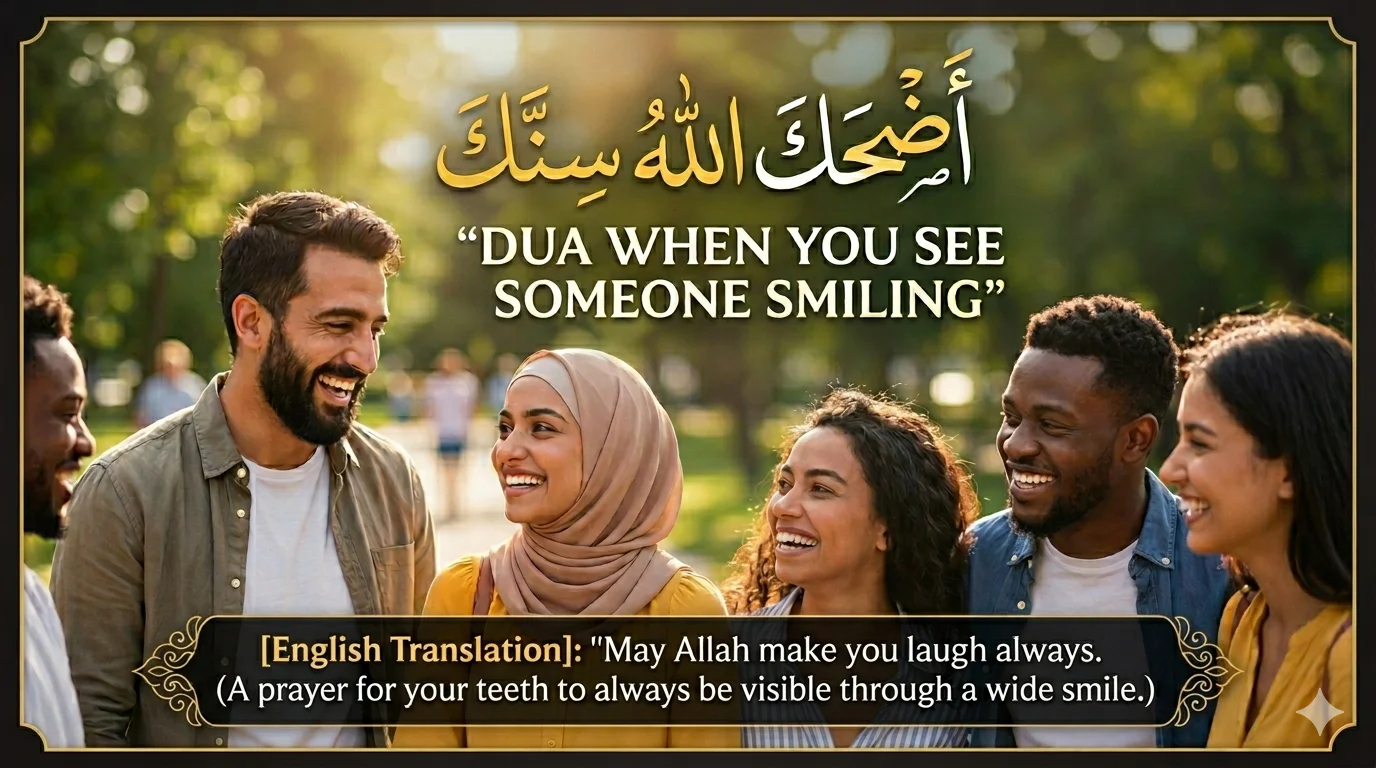 Dua when you see someone Happy and Smiling in Arabic with English translation and transliteration