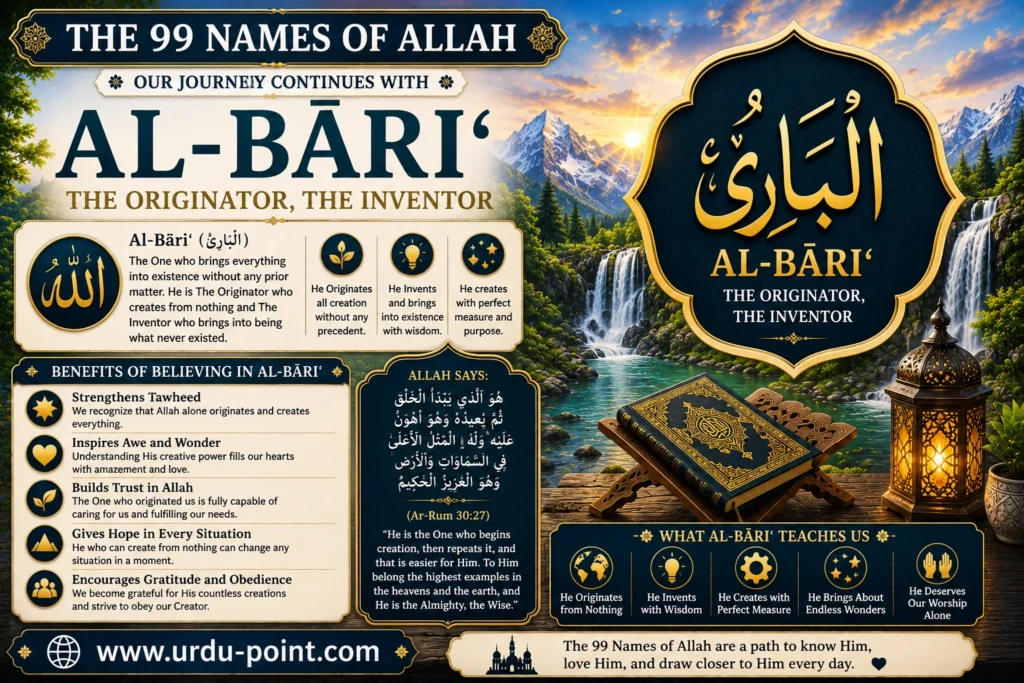 Al Bari – The Originator, The Evolver | Meaning, Quran, Hadith & Benefits