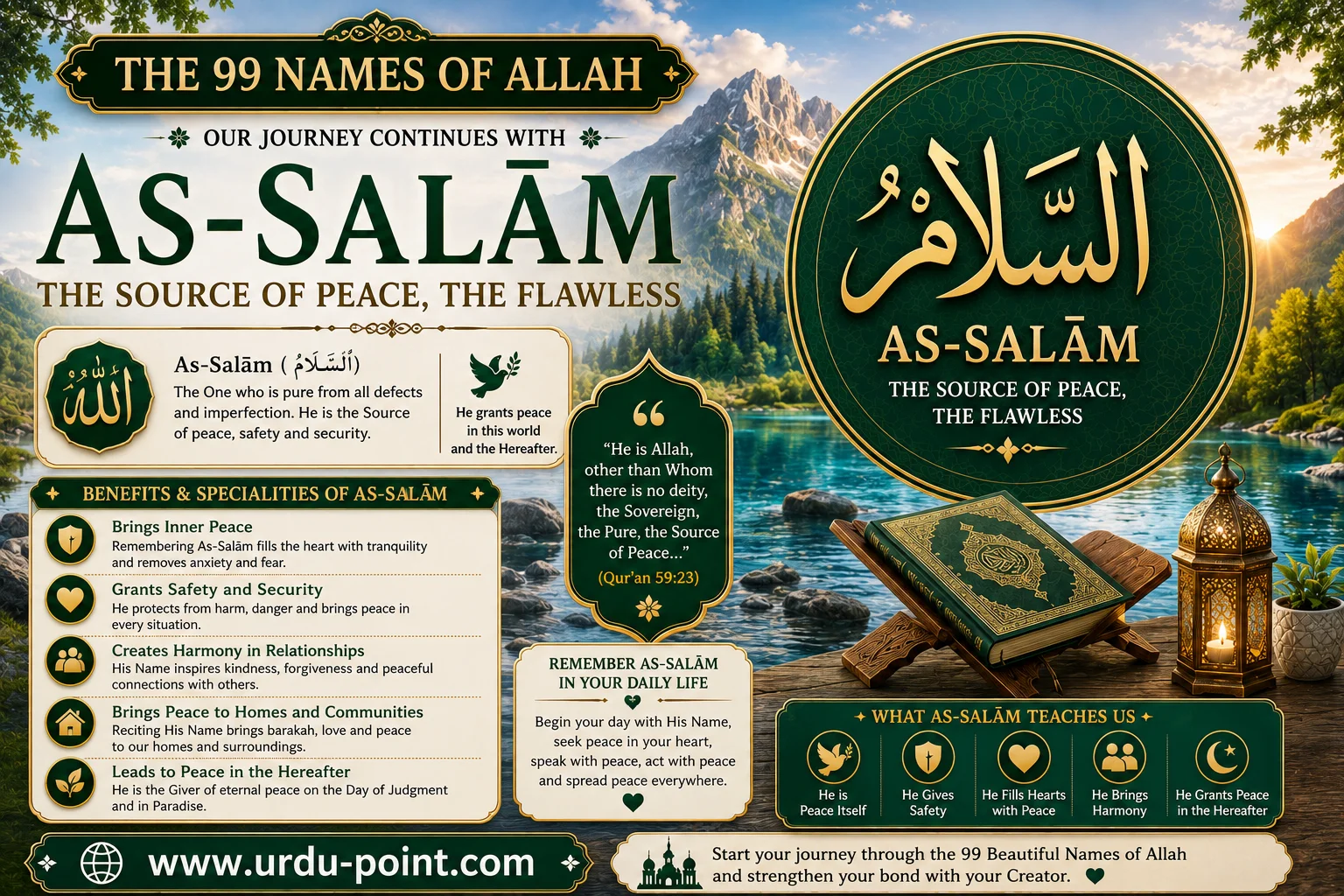 As-Salam – The Source of Peace | One of the 99 Names of Allah with meaning and explanation.