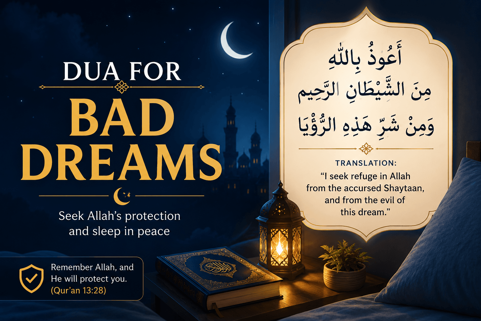 Dua for Bad Dreams in Arabic with English translation and transliteration