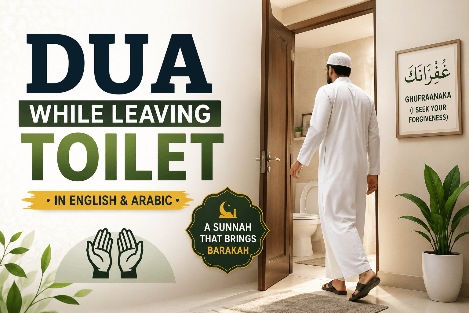 Dua While Leaving Toilet in Arabic with English translation and transliteration
