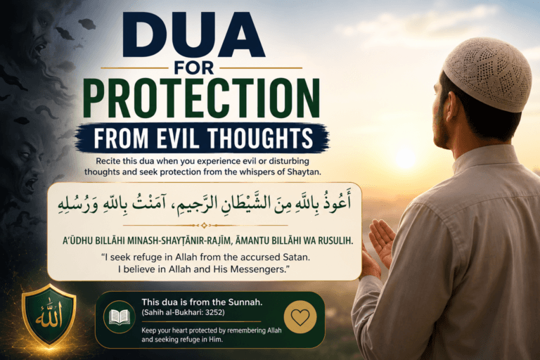 Dua for Protection from Evil Thoughts in Arabic with English translation and transliteration
