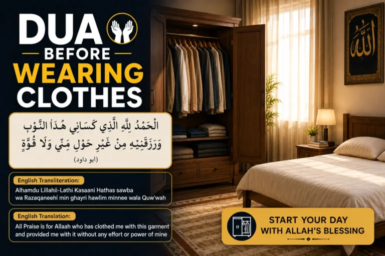 Dua for Wearing Clothes in Arabic Recite with English translation and transliteration