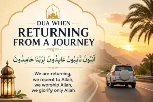 Dua When Returning from a Journey in Arabic with English transliteration, translation, Hadith reference, meaning, and benefits.